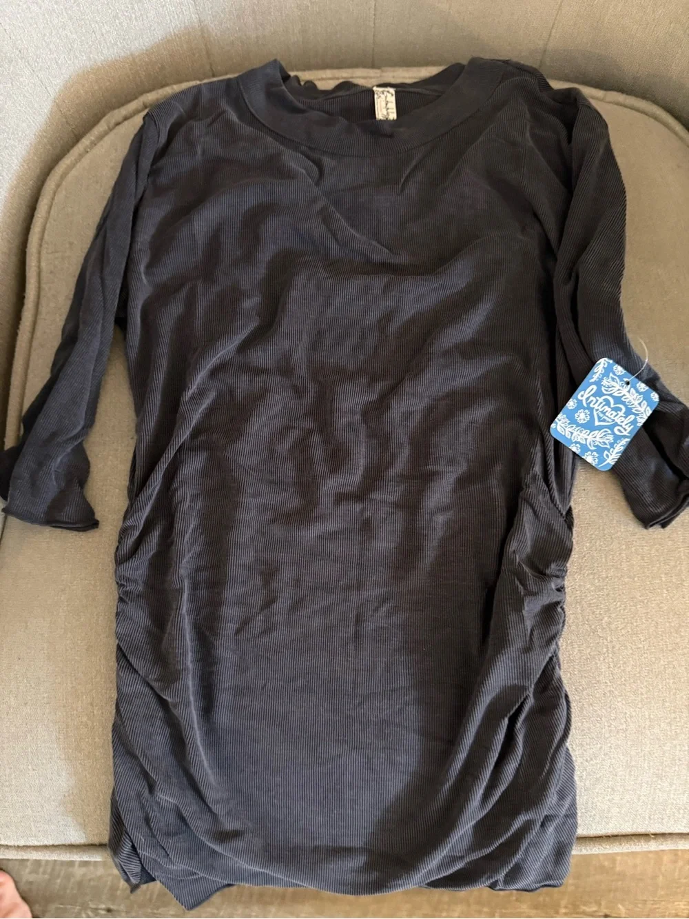 Free People Black Ribbed Long Sleeve Tunic